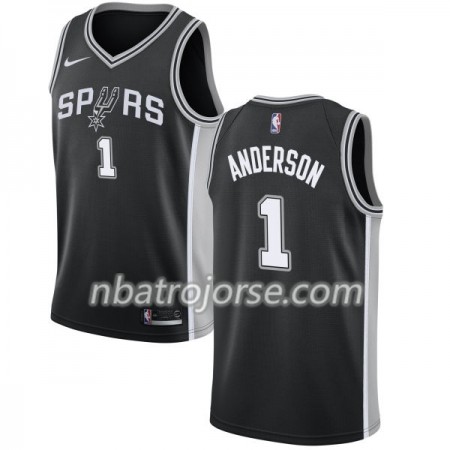 Män San Antonio Spurs Tröja Kyle Anderson 1 Nike 2017-18 Svart Swingman